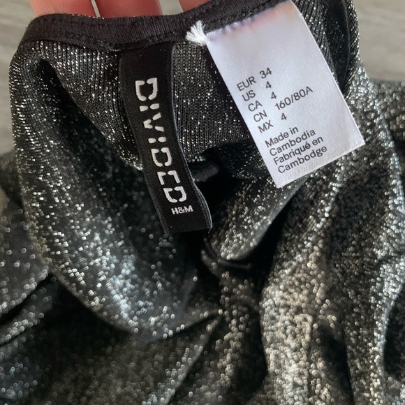 NWOT Metallic Silver and Black H&M Bodycon mini dress - Picture 3 of 4